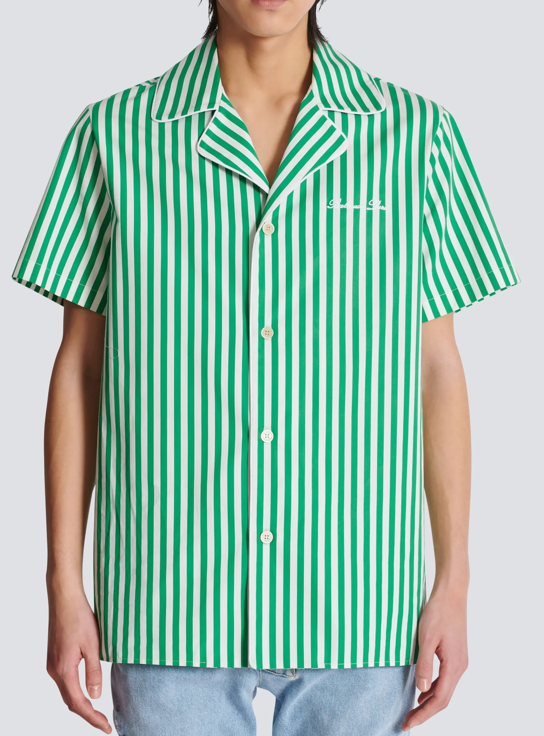 Flash Sale Short-sleeved Striped Cotton Pyjama Shirt Shirts And Polos
