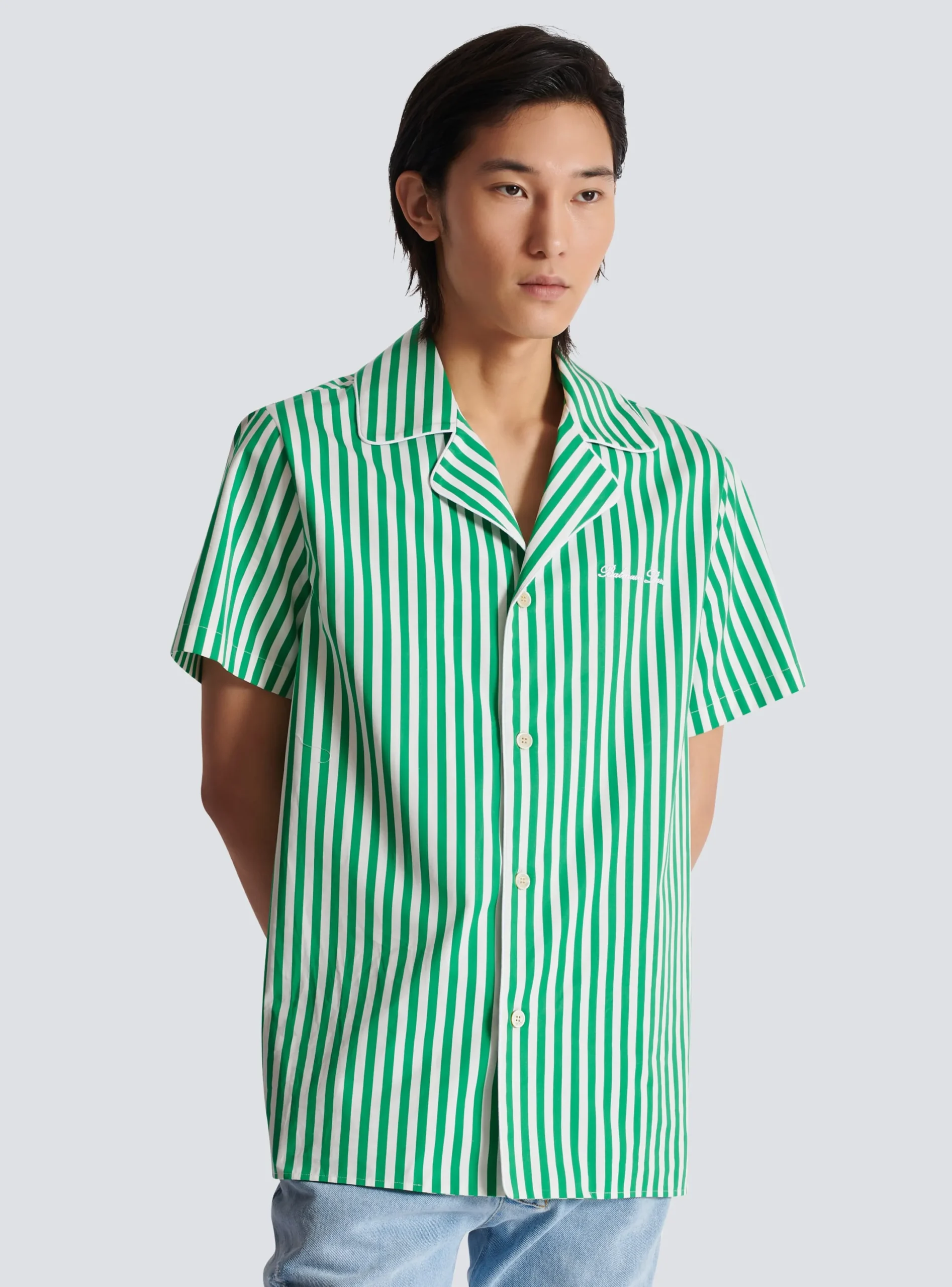 Flash Sale Short-sleeved Striped Cotton Pyjama Shirt Shirts And Polos