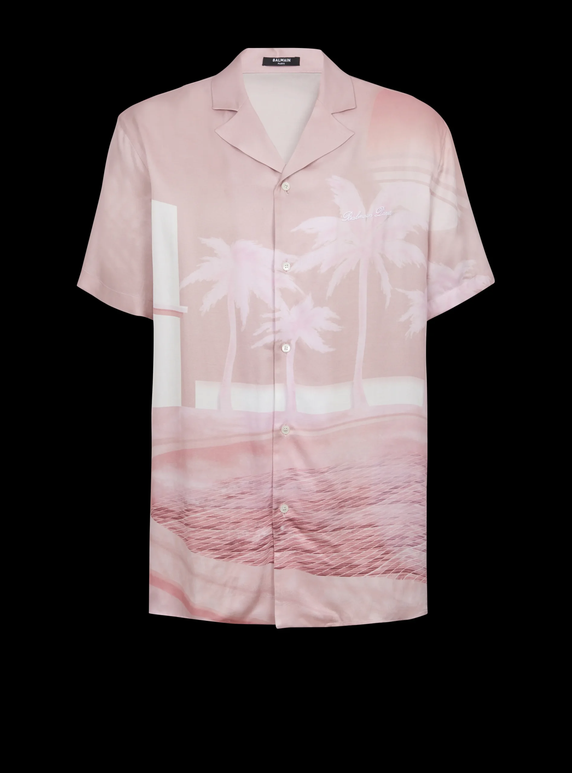 Outlet Short-sleeved Twill Pyjama Shirt With Postcard Print Shirts And Polos