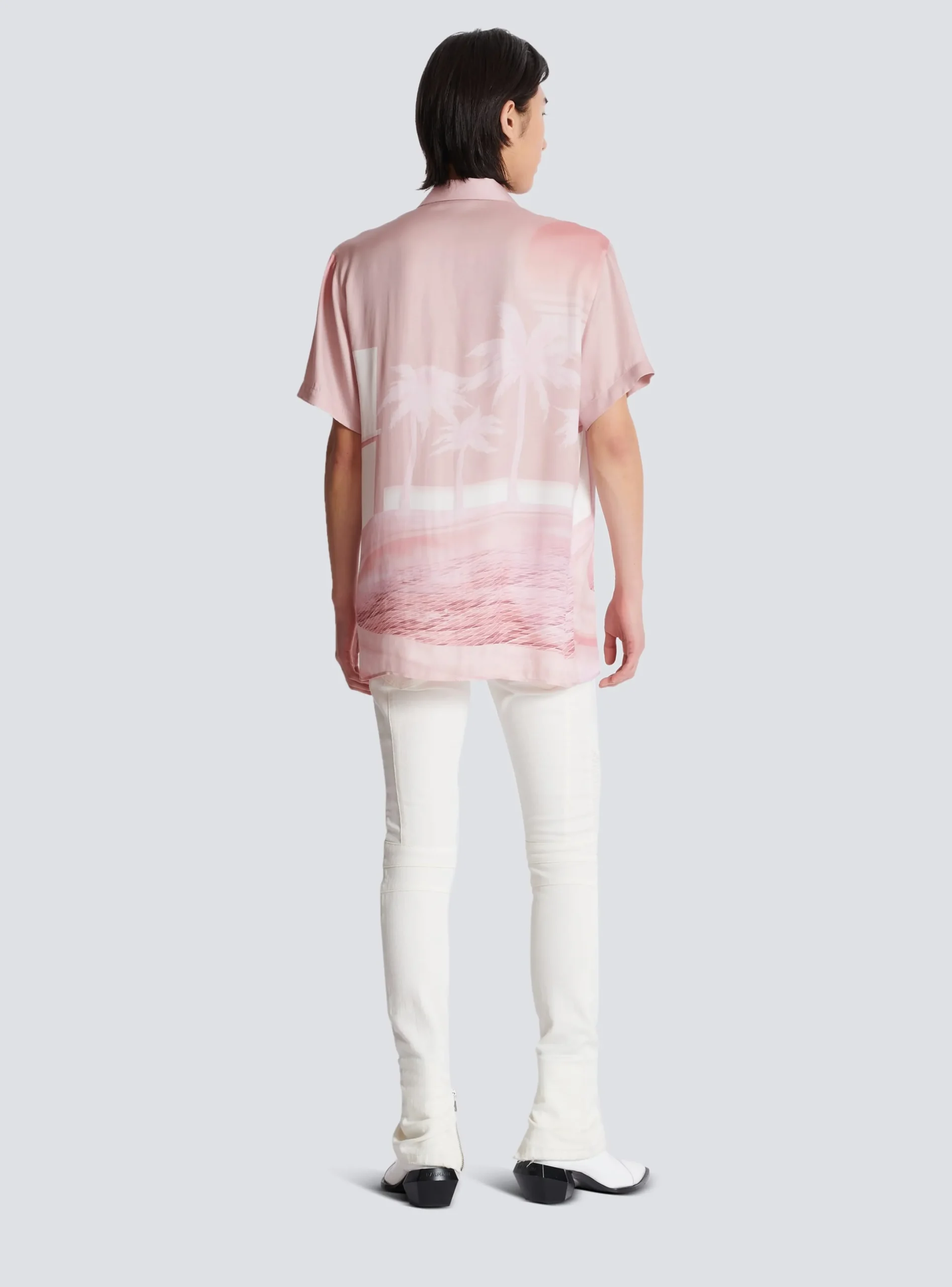 Outlet Short-sleeved Twill Pyjama Shirt With Postcard Print Shirts And Polos