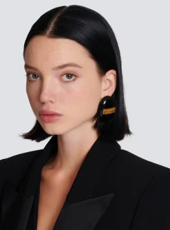 New Signature Grid Brass And Enamel Earrings Women Fashion Jewelry