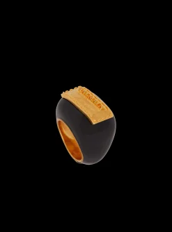 Fashion Signature Grid Brass And Enamel Ring Women Fashion Jewelry