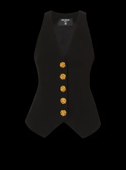 New Sleeveless Double Crepe Waistcoat Women Jackets And Blazers