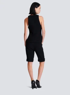 New Sleeveless Double Crepe Waistcoat Women Jackets And Blazers