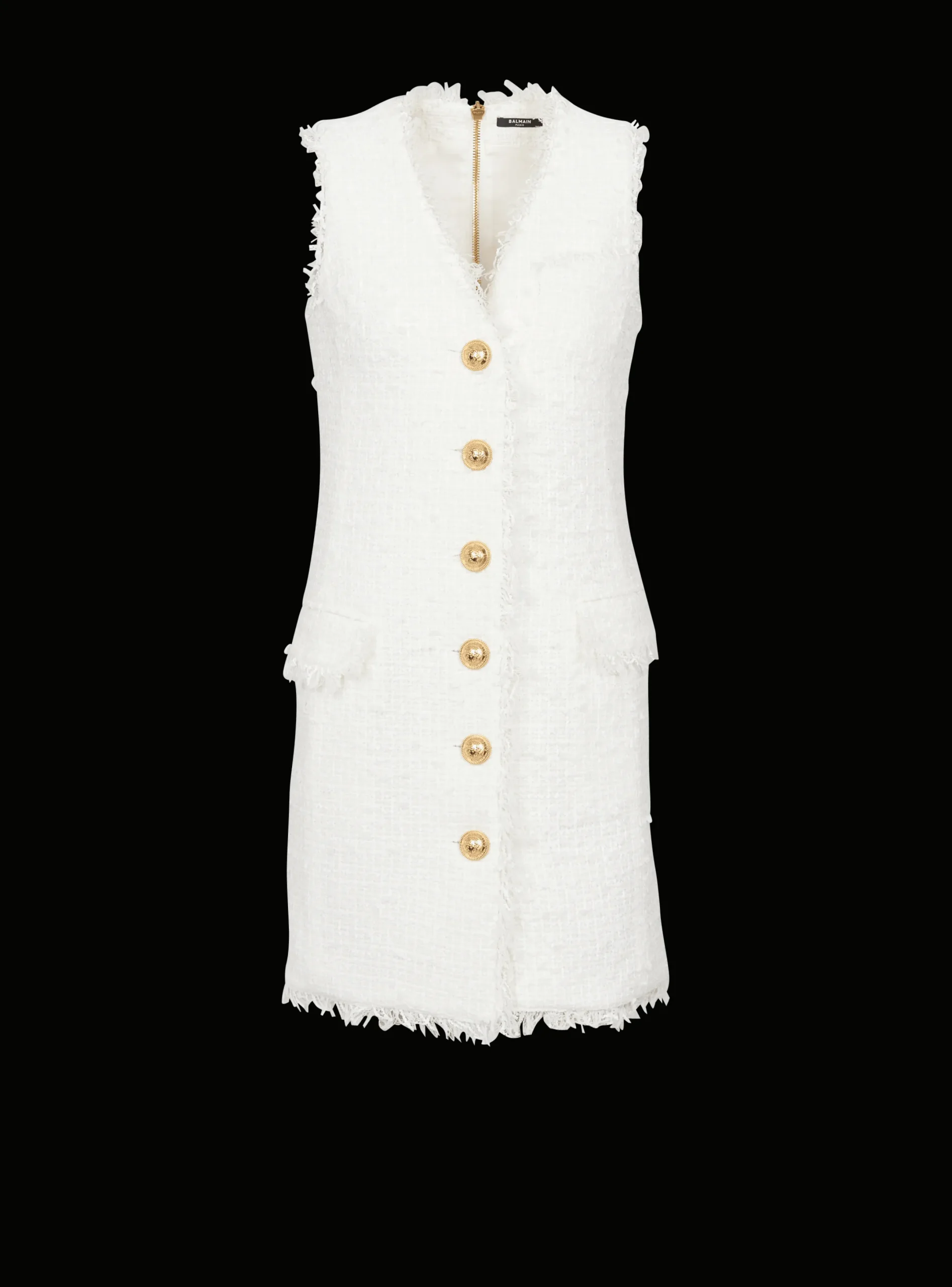 Discount Sleeveless Tweed Dress Women Dresses