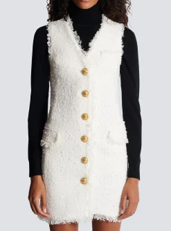 Discount Sleeveless Tweed Dress Women Dresses