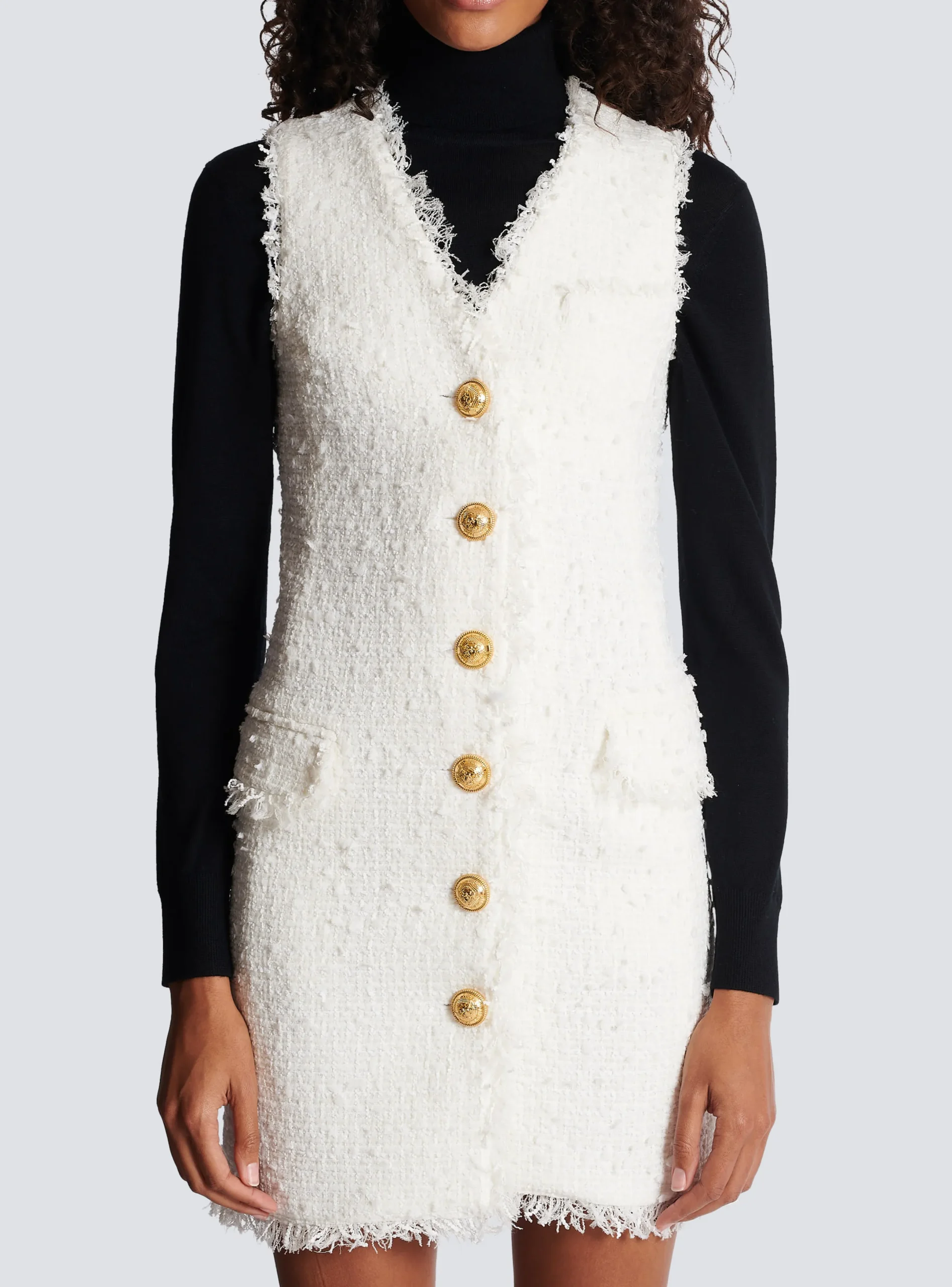 Discount Sleeveless Tweed Dress Women Dresses