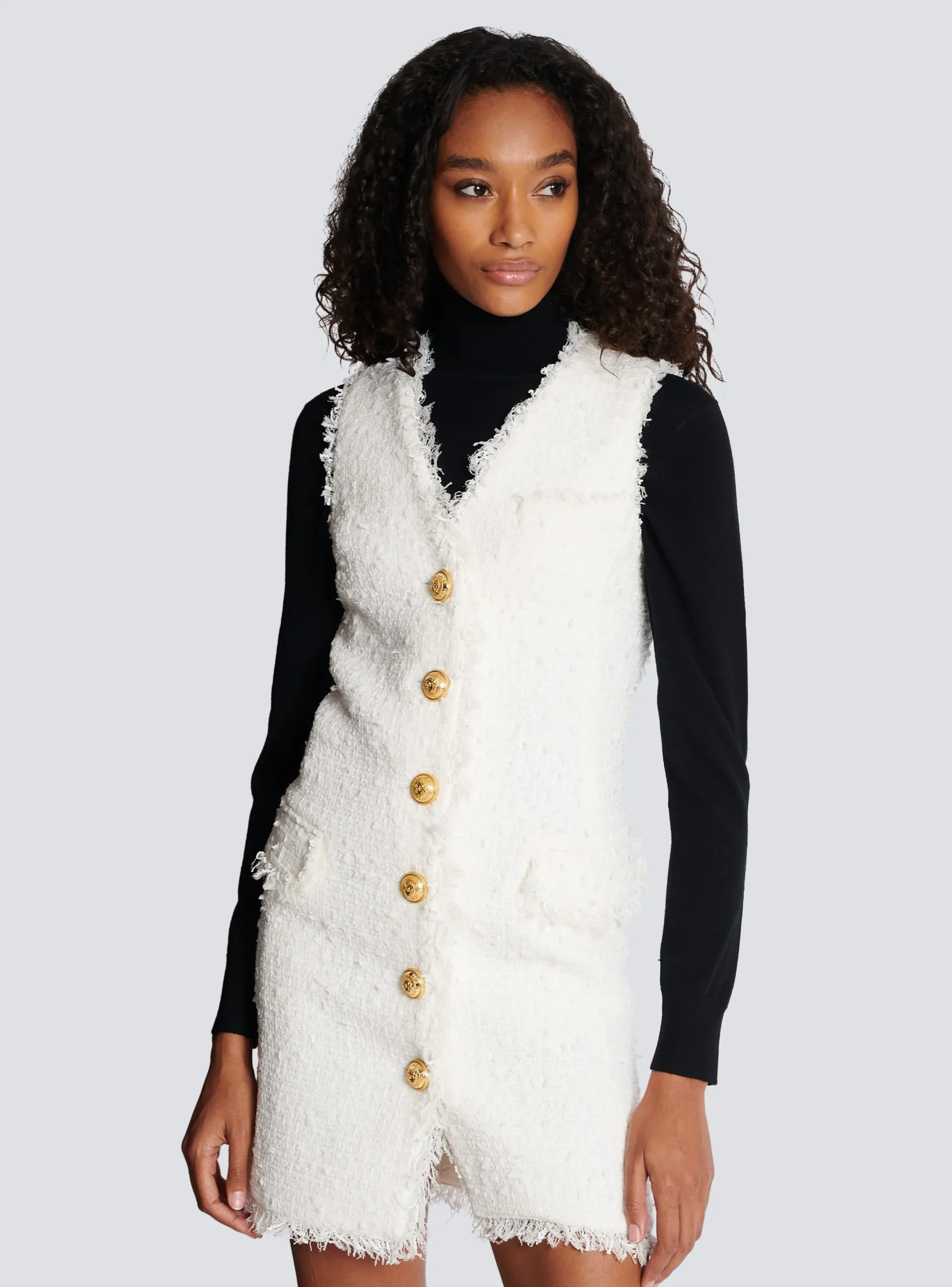 Discount Sleeveless Tweed Dress Women Dresses
