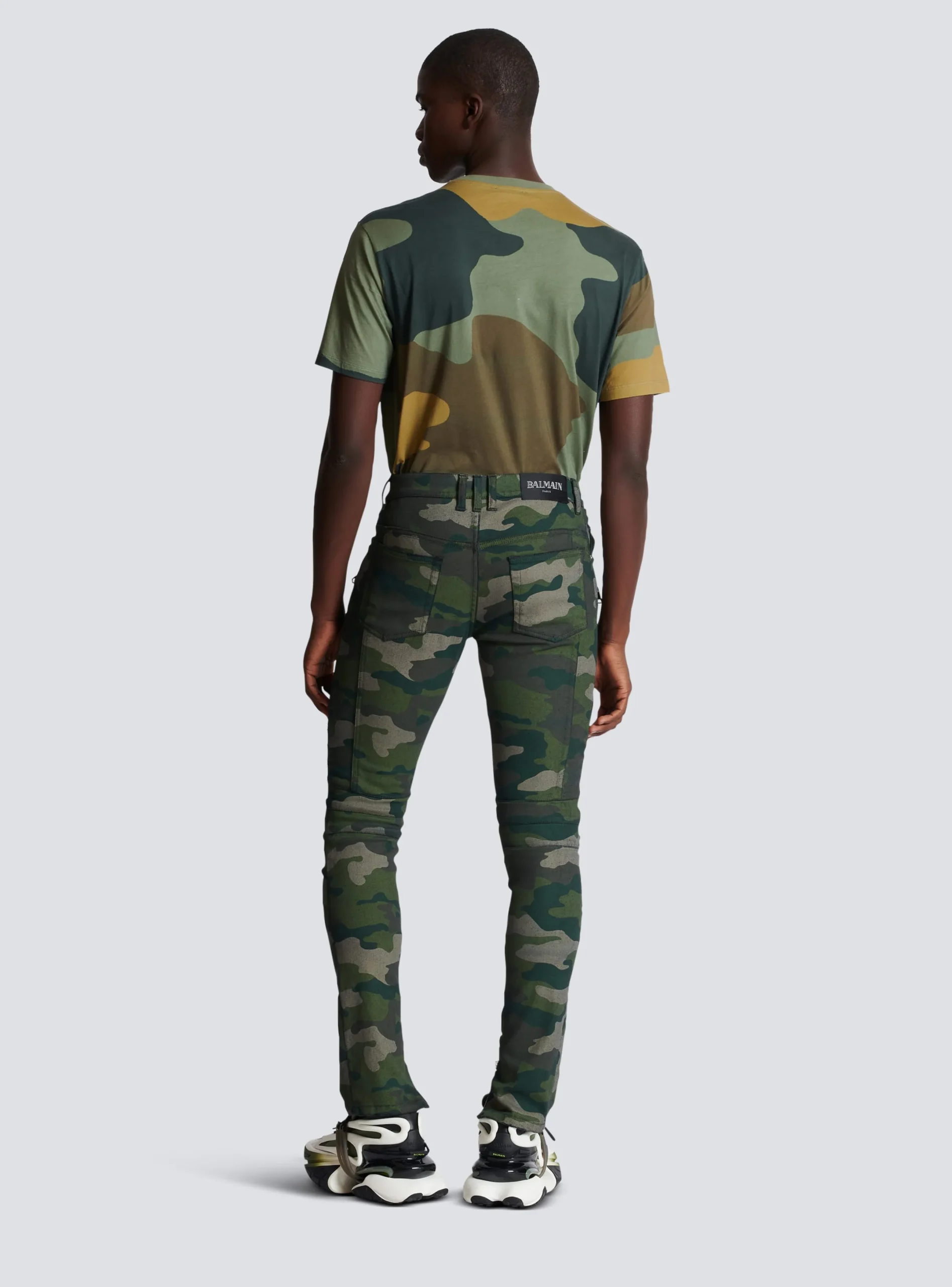 New Slim-fit Jeans In Camouflage Denim With Ribbed Details Trousers And Shorts|Denim