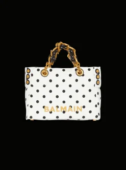 Fashion Small 1945 Soft Tote Bag In Polka Dot Canvas Women Tote Bags|Shoulder Bags