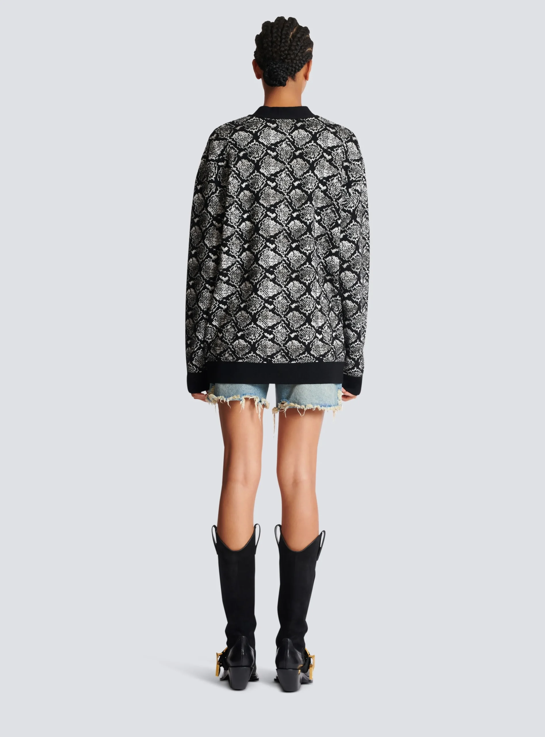 Flash Sale Snakeskin Jacquard Knit Cardigan Women Knitwear