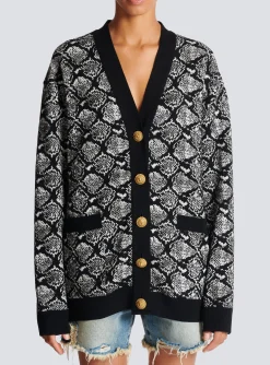 Flash Sale Snakeskin Jacquard Knit Cardigan Women Knitwear