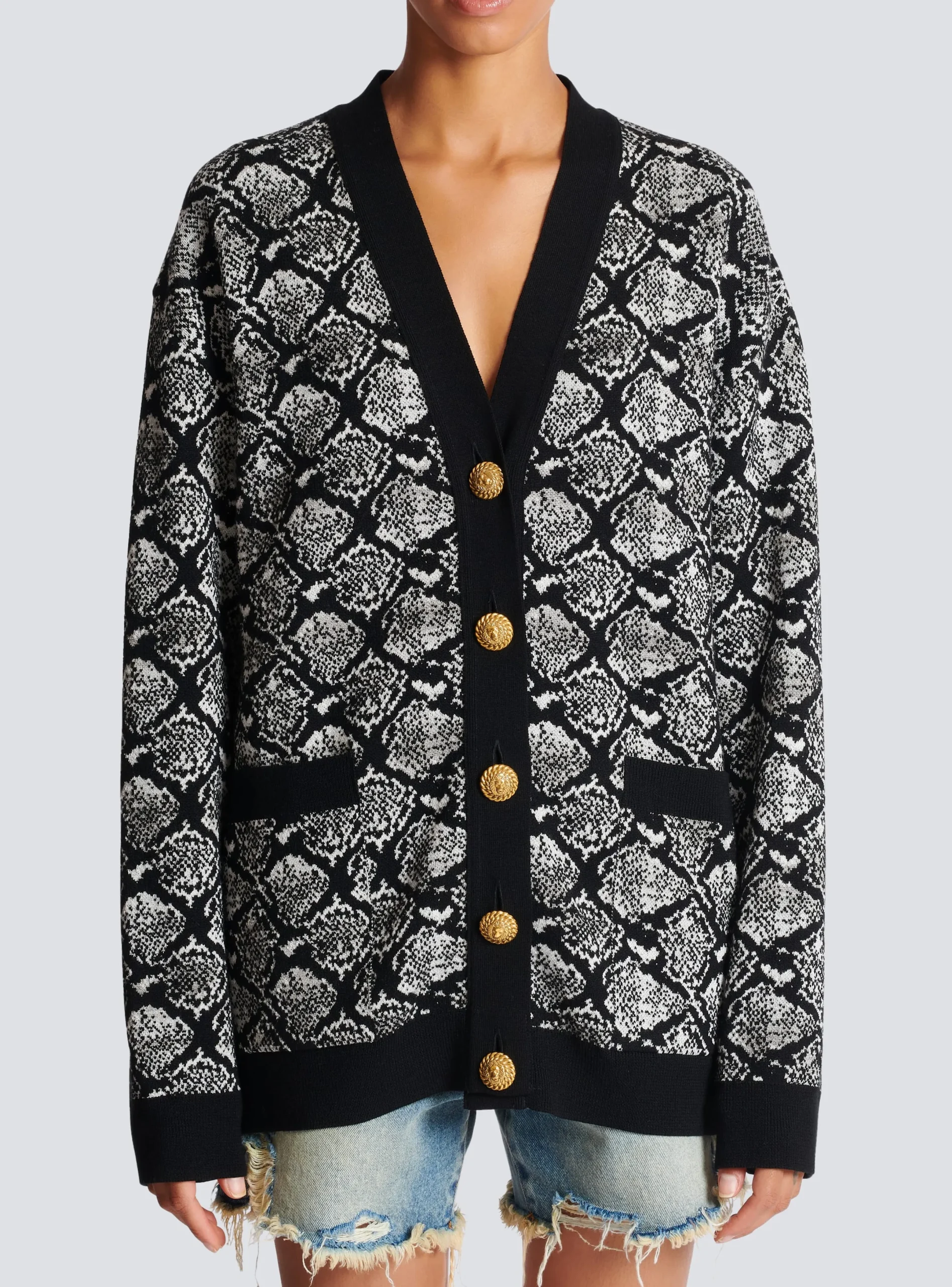 Flash Sale Snakeskin Jacquard Knit Cardigan Women Knitwear