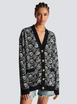 Flash Sale Snakeskin Jacquard Knit Cardigan Women Knitwear