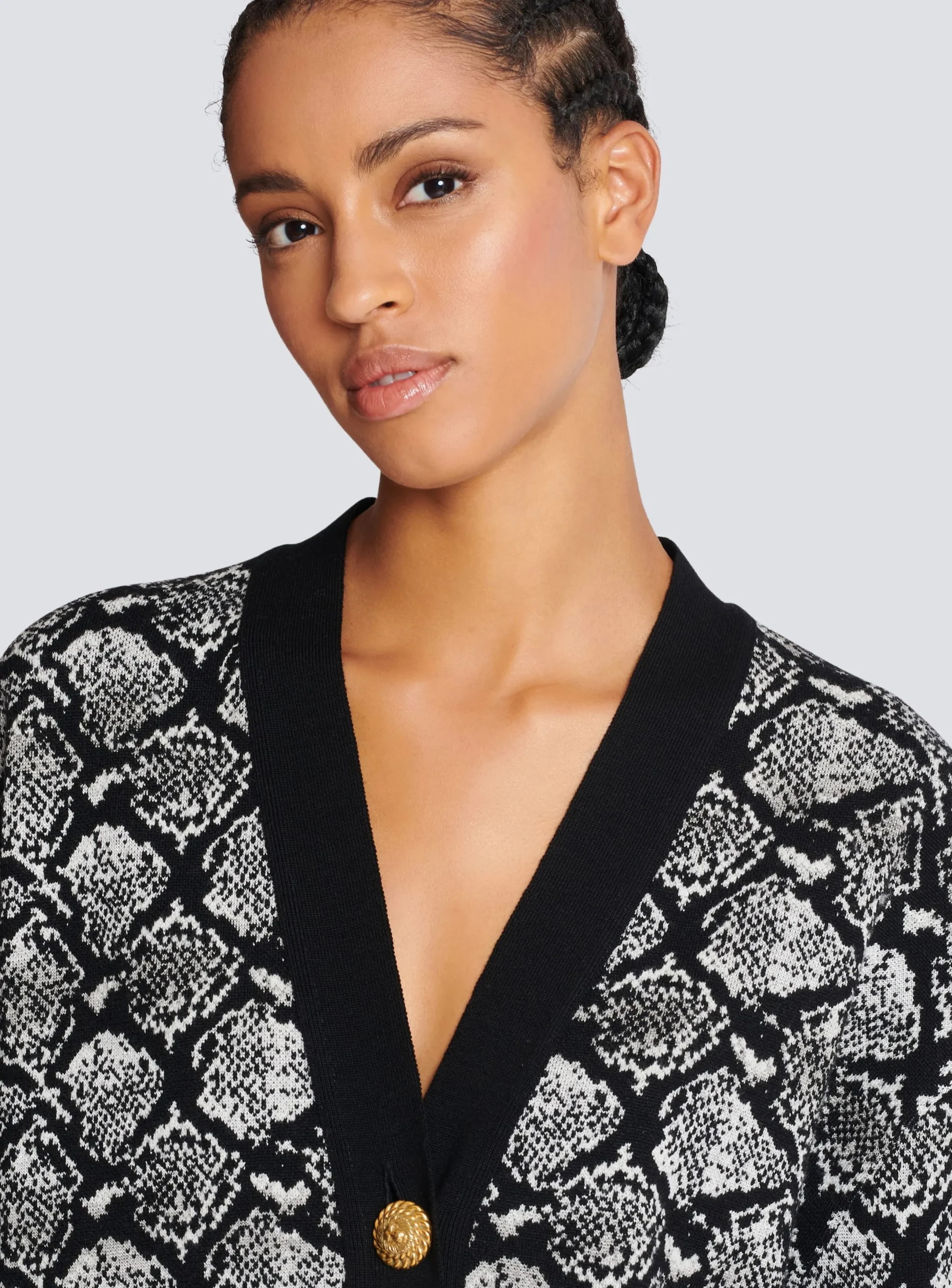 Flash Sale Snakeskin Jacquard Knit Cardigan Women Knitwear