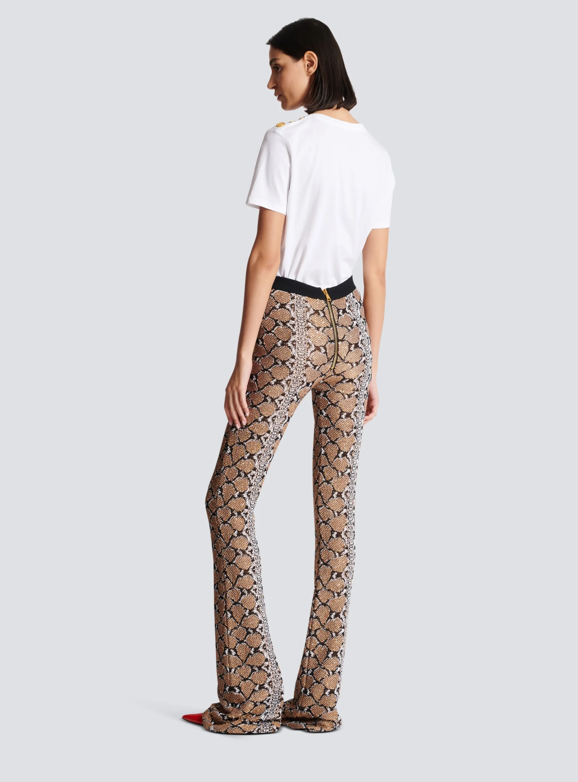 Shop Snakeskin Knit Trousers Women Trousers And Shorts|Knitwear
