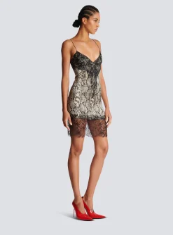 Cheap Snakeskin Silk And Lace Spaghetti Strap Dress Women Dresses