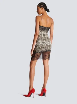 Cheap Snakeskin Silk And Lace Spaghetti Strap Dress Women Dresses