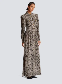 Sale Snakeskin Silk Shirt Dress Women Dresses