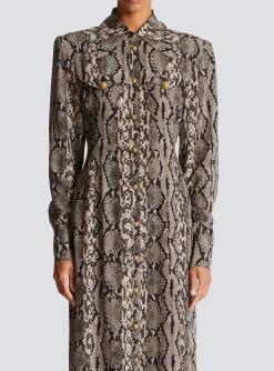 Sale Snakeskin Silk Shirt Dress Women Dresses