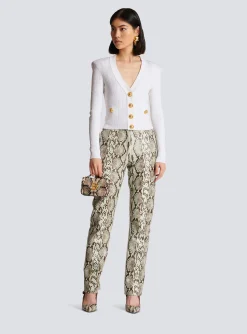Fashion Snakeskin-effect Leather Trousers Women Trousers And Shorts