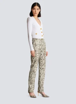 Fashion Snakeskin-effect Leather Trousers Women Trousers And Shorts
