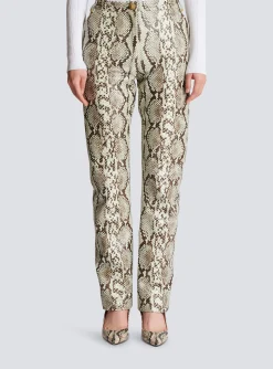 Fashion Snakeskin-effect Leather Trousers Women Trousers And Shorts