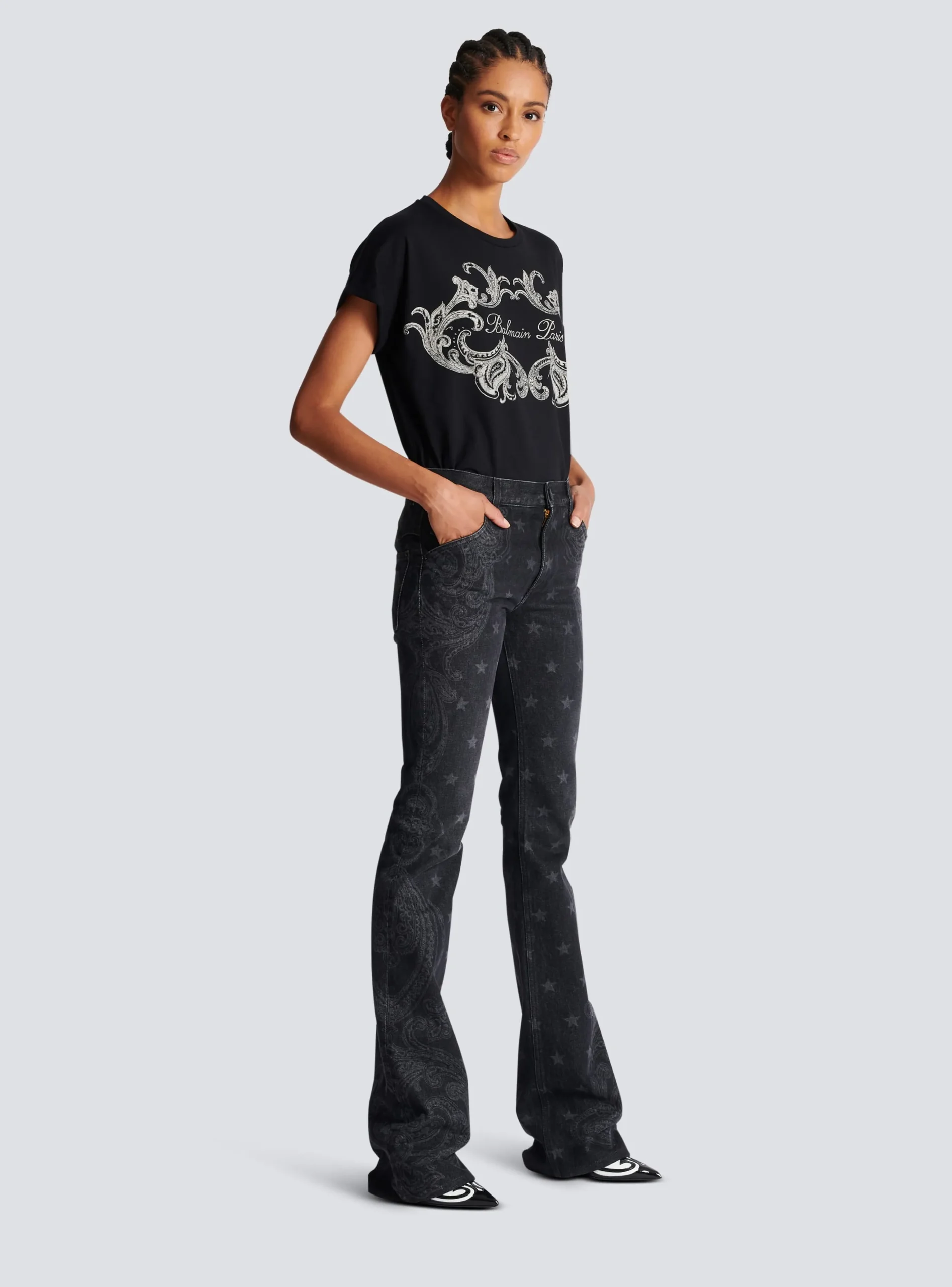Store Star And Paisley Print Denim Jeans Women Denim