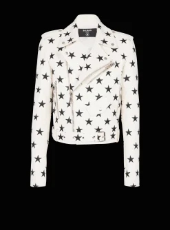 Store Stars Biker Jacket In Embroidered Leather Outerwear