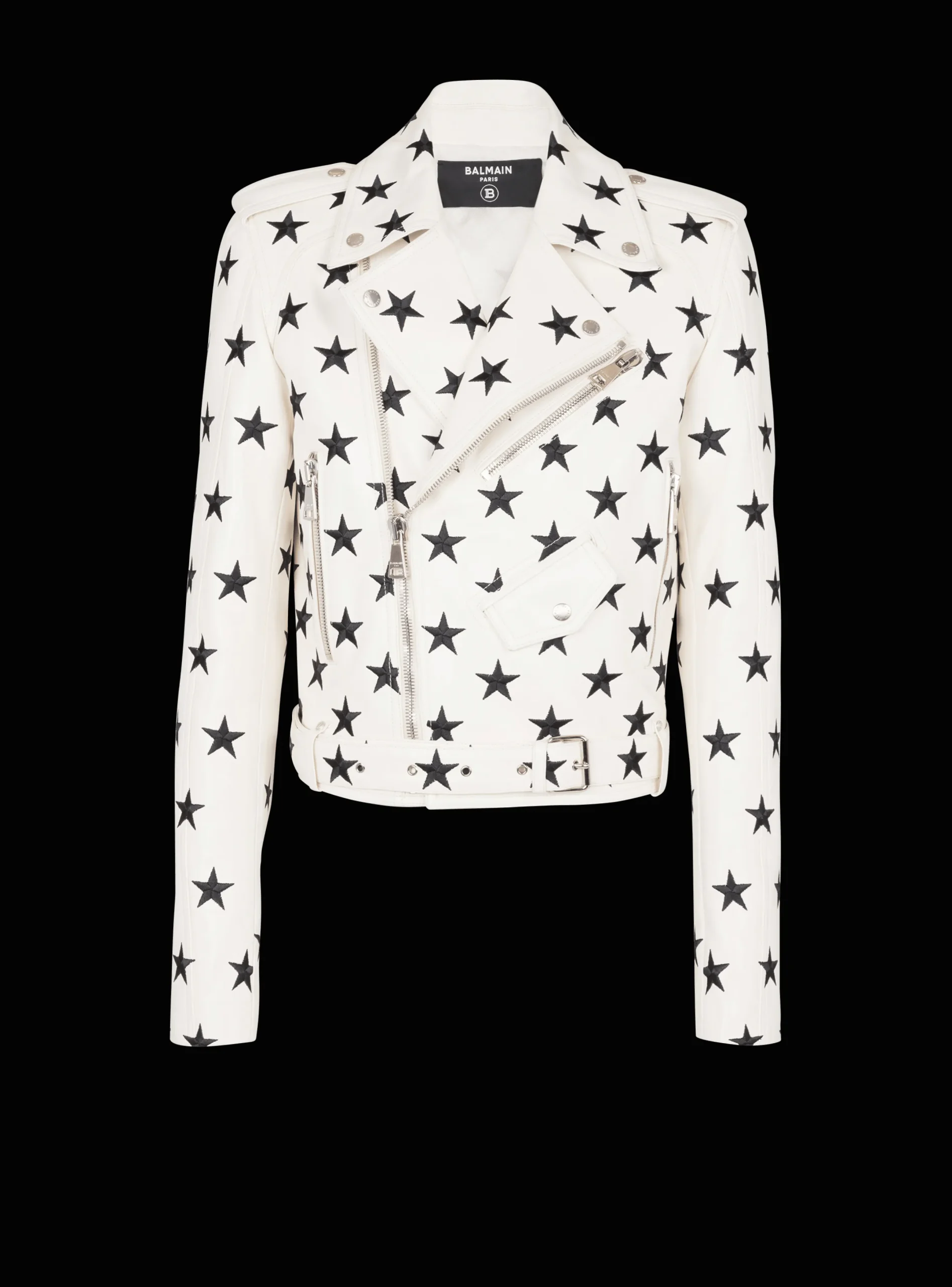 Store Stars Biker Jacket In Embroidered Leather Outerwear
