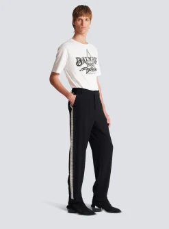 Hot Straight-leg Crystal-embroidered Trousers Trousers And Shorts
