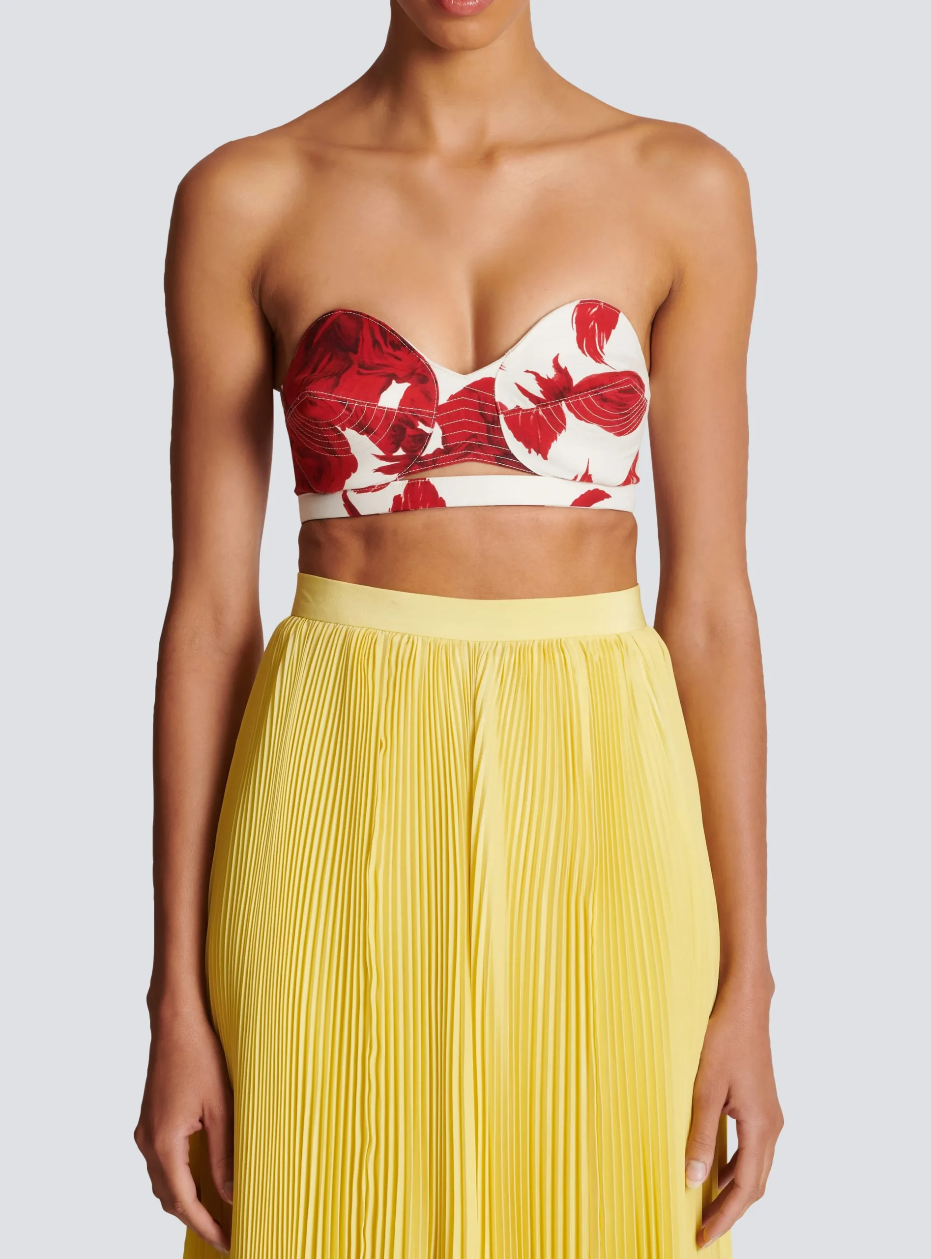 Cheap Strapless Crop Top With Roses Print Women Tops And Shirts
