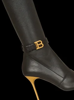 Best Stretch Leather Raven Thigh-high Boots Women Boots