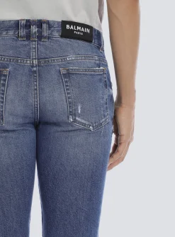 New Tapered Ripped Cotton Jeans Denim