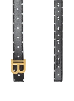 Shop Thin Reversible Calfskin B-Belt With Polka Dots Print Women Belts