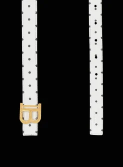 Shop Thin Reversible Calfskin B-Belt With Polka Dots Print Women Belts