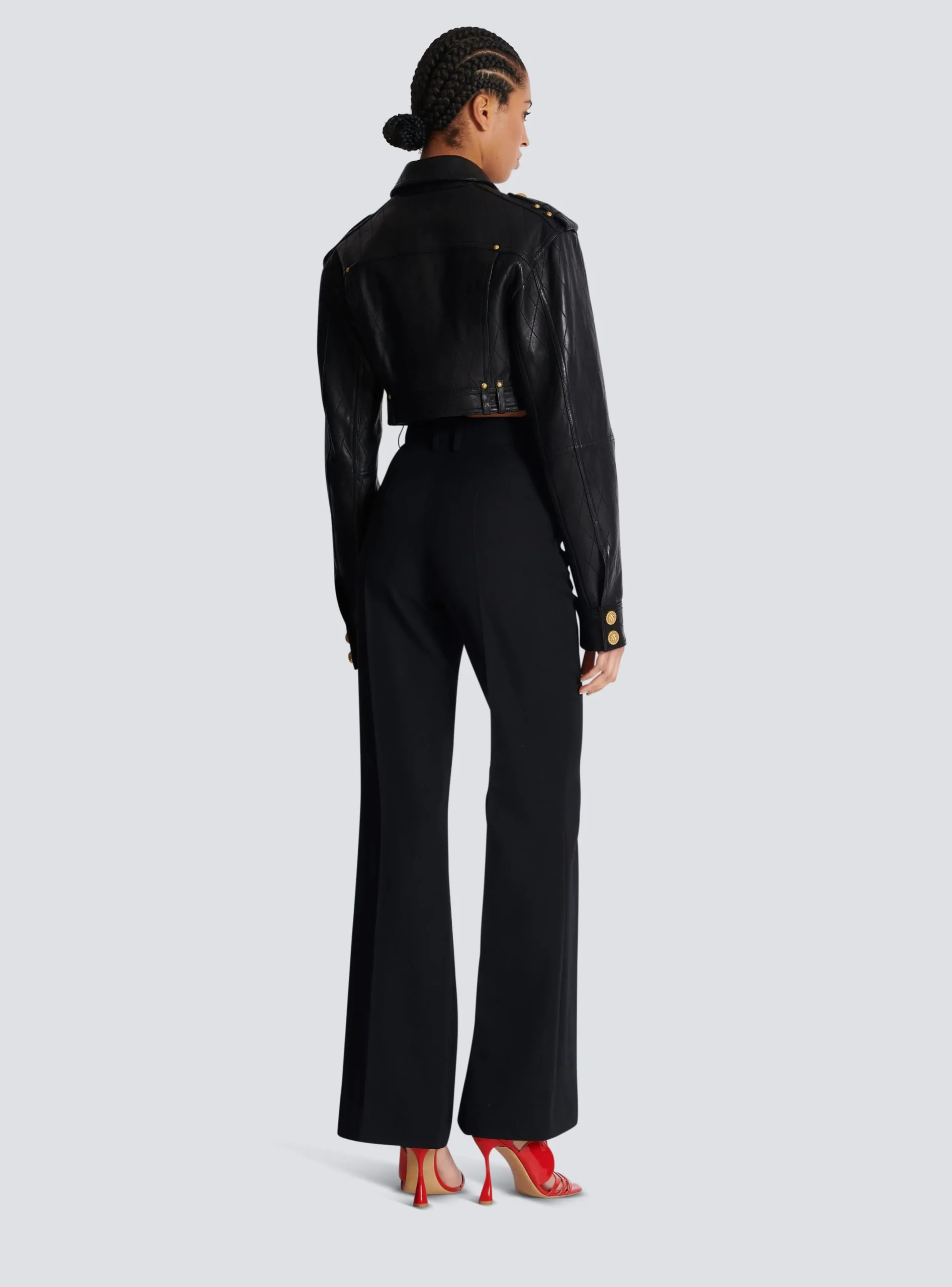 Flash Sale Topstitched Cropped Leather Jacket Women Outerwear