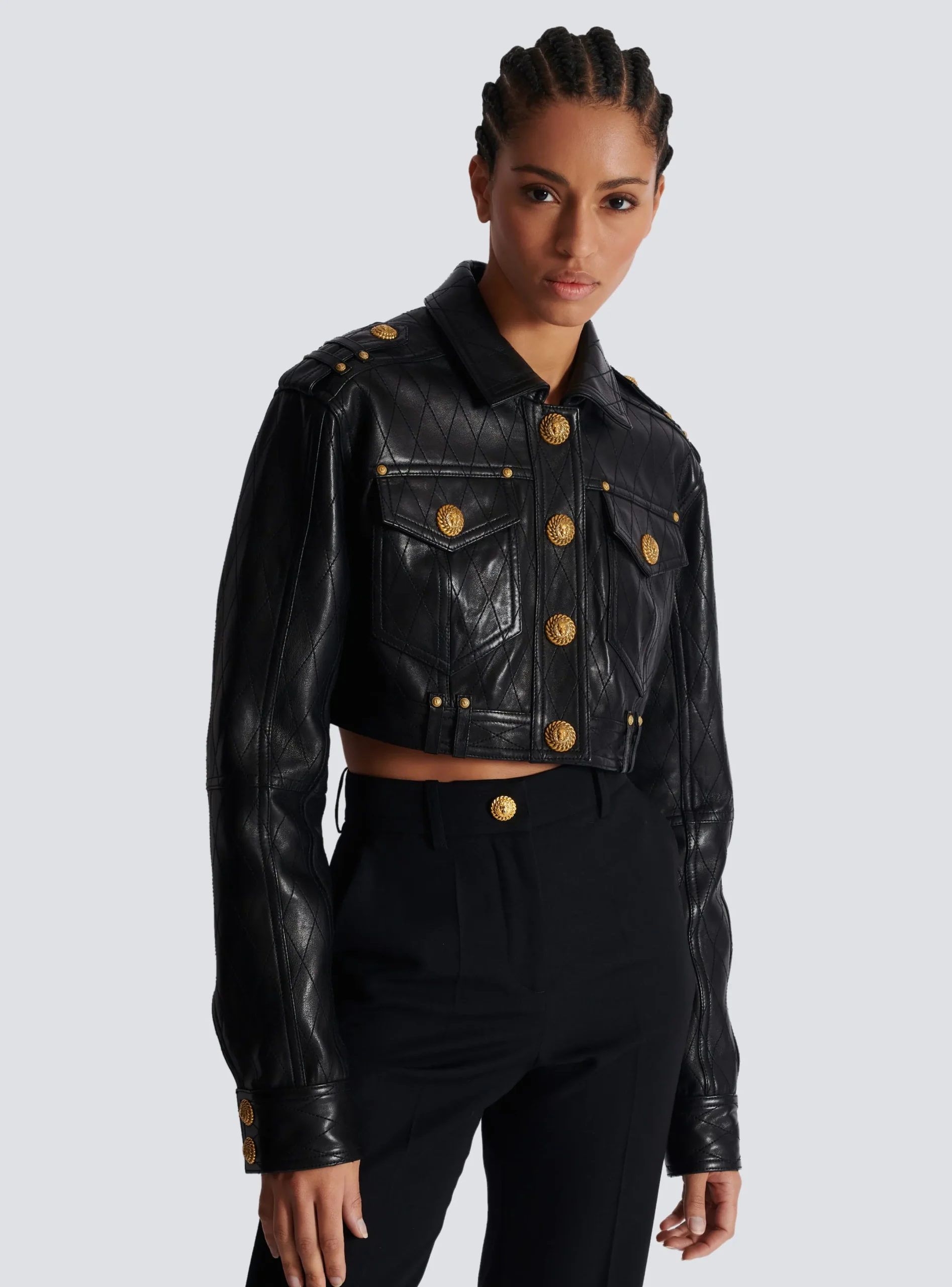 Flash Sale Topstitched Cropped Leather Jacket Women Outerwear