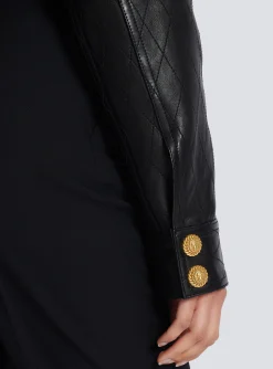 Flash Sale Topstitched Cropped Leather Jacket Women Outerwear