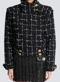 Fashion Tweed Bomber Jacket Women Outerwear