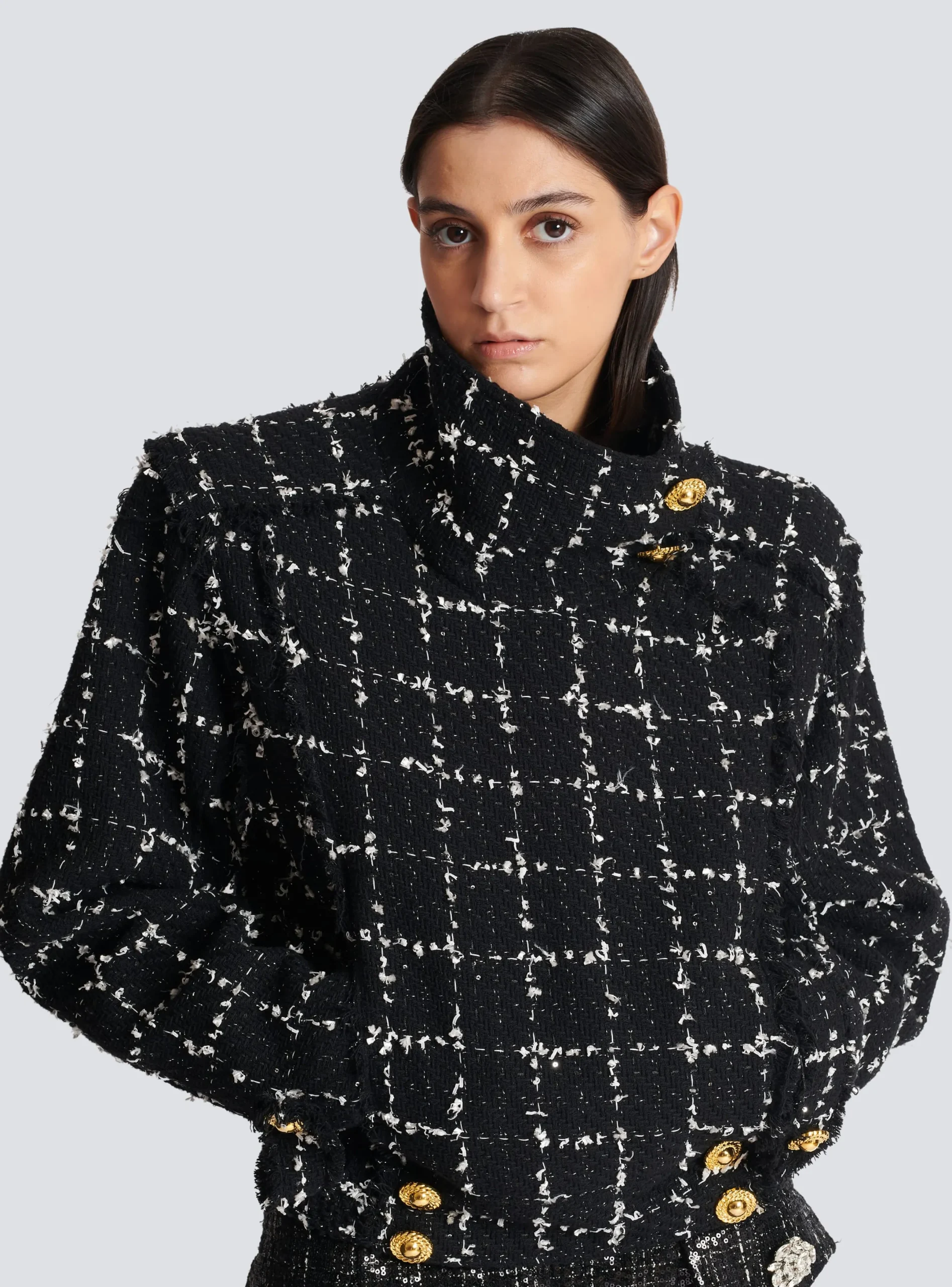 Fashion Tweed Bomber Jacket Women Outerwear