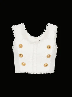 Fashion Tweed Crop Top Women Tops And Shirts