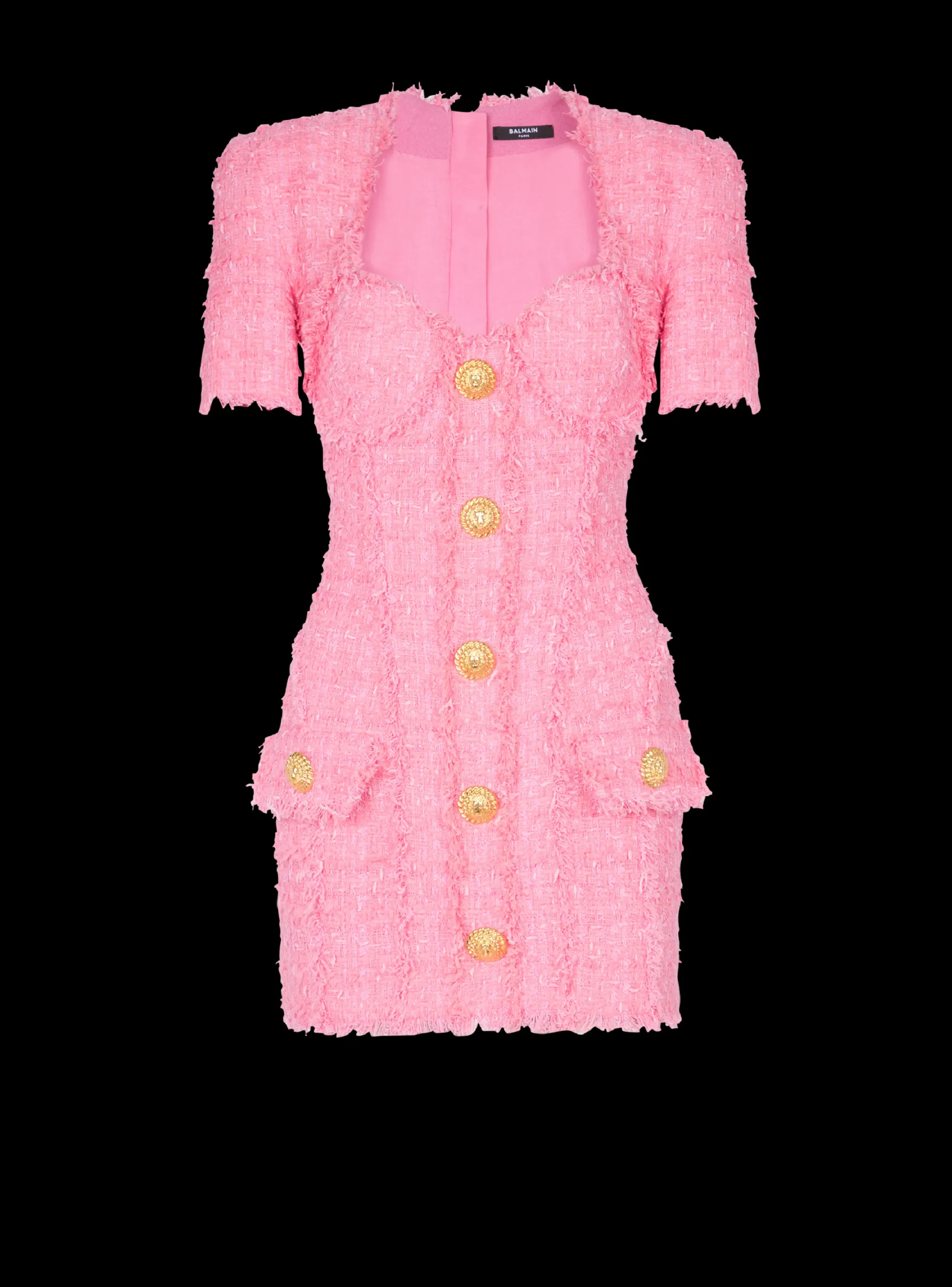 New Tweed Dress With Buttons Women Dresses