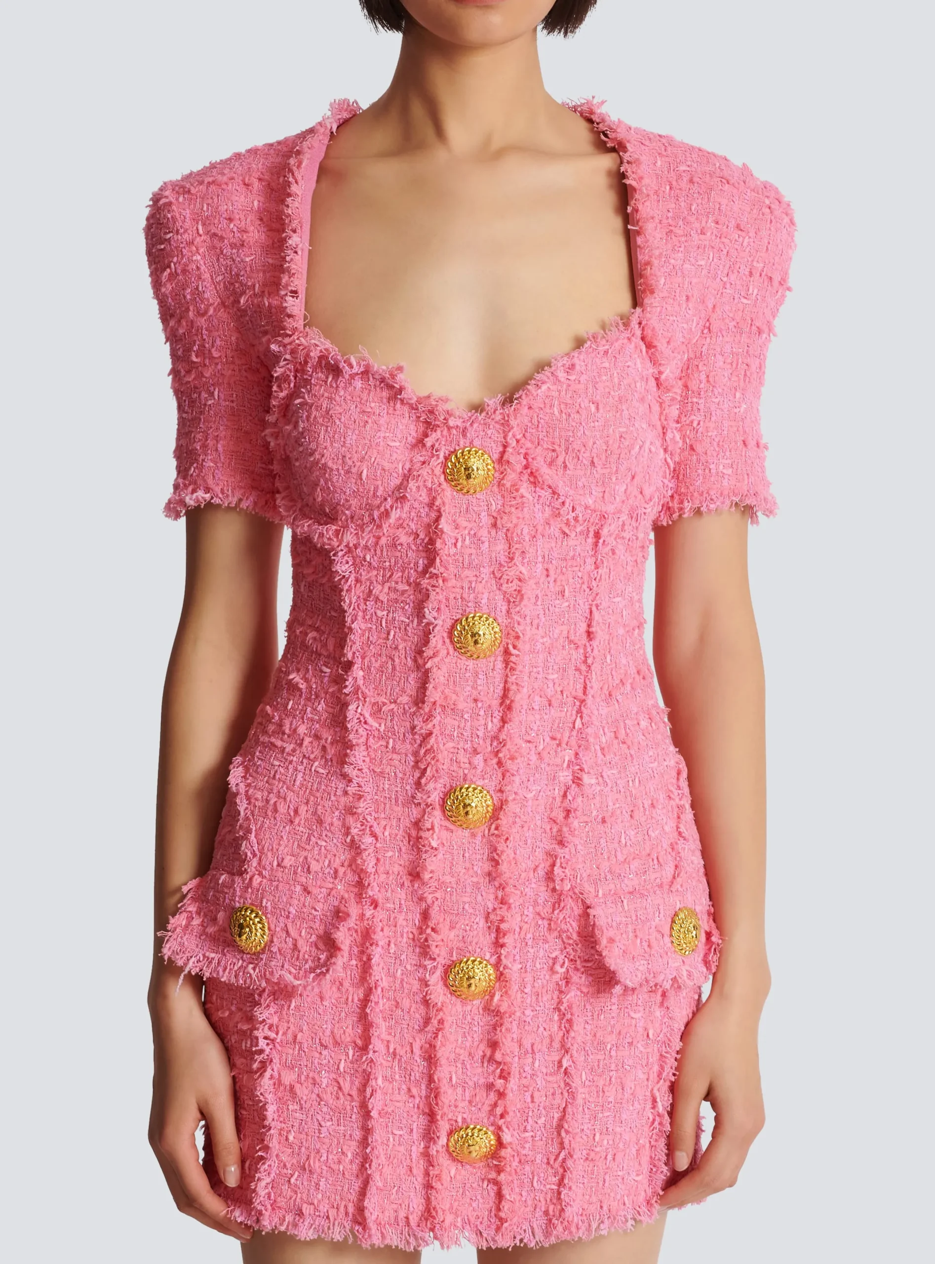 New Tweed Dress With Buttons Women Dresses