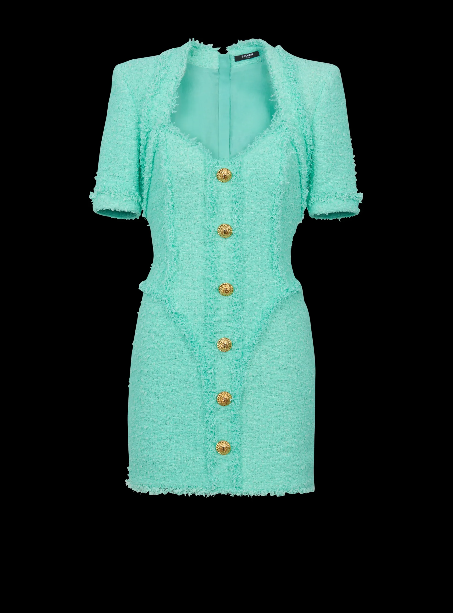 Best Sale Tweed Dress With Buttons Women Dresses