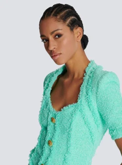 Best Sale Tweed Dress With Buttons Women Dresses