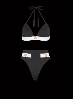 Shop Two-piece Swimming Costume With Buttons Women Swimwear