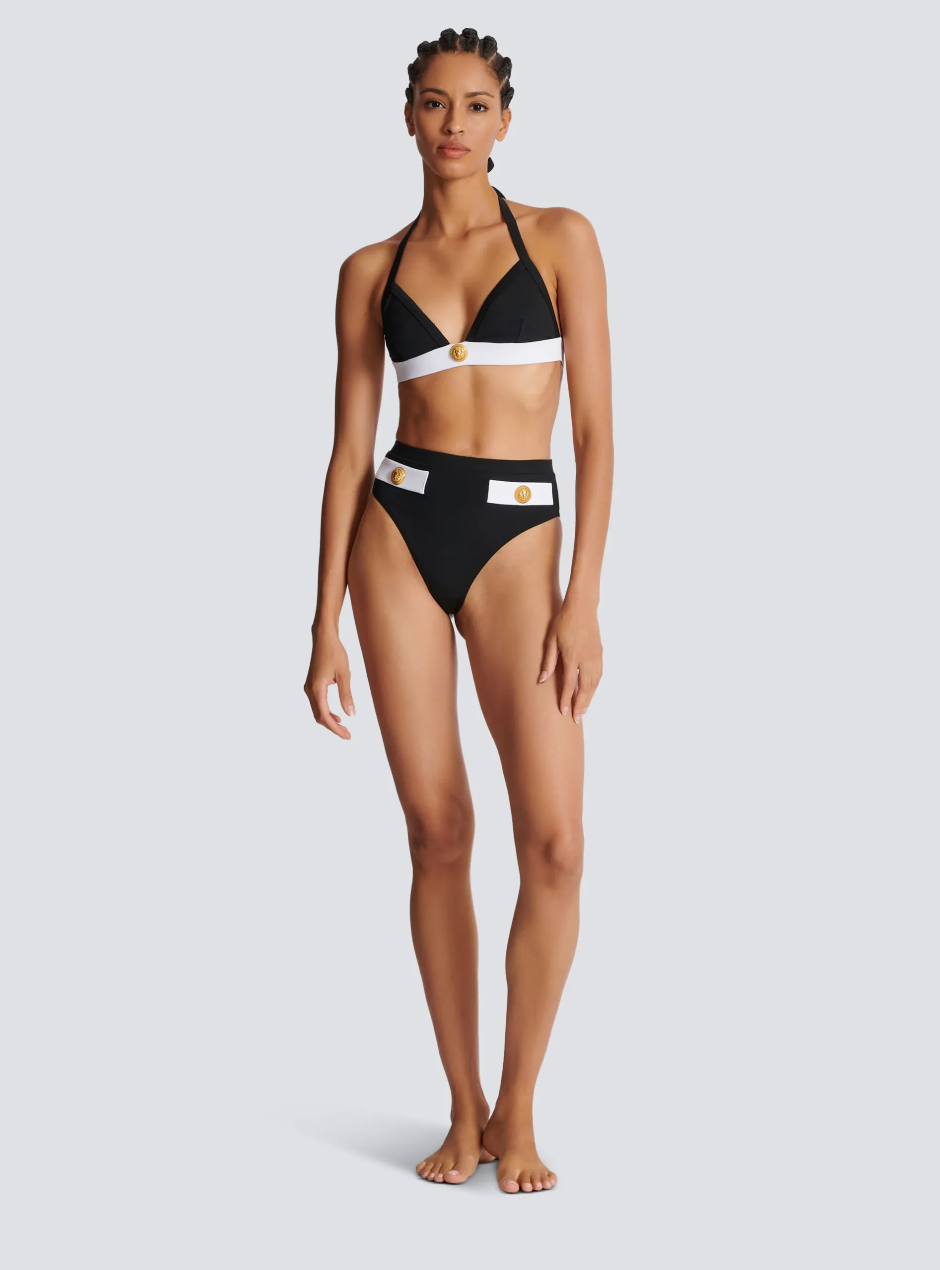 Shop Two-piece Swimming Costume With Buttons Women Swimwear