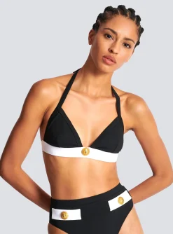 Shop Two-piece Swimming Costume With Buttons Women Swimwear
