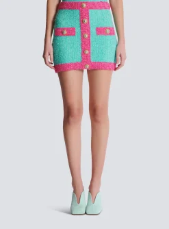 Best Sale Two-tone Buttoned Knit Skirt Women Skirts